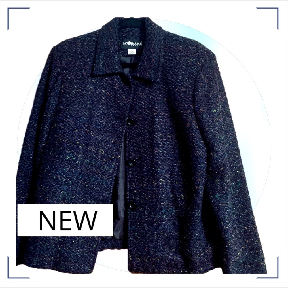 Suit Jacket Womens- Sag Harbor Blazer Women's Size 12 Petite Tweed